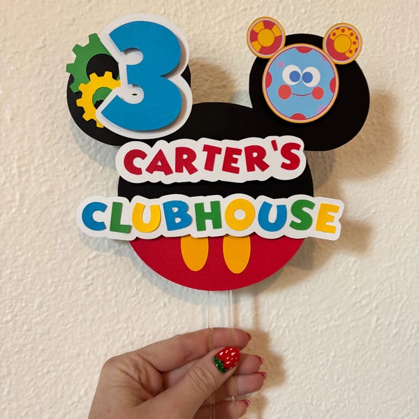 Topper de pastel personalizado de Mickey Toodles Clubhouse