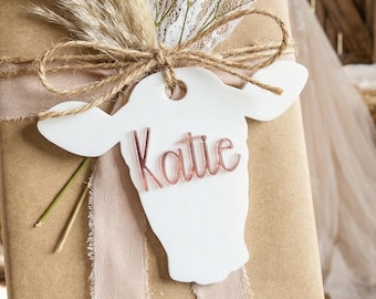 Personalized Cow Tag: Acrylic Nameplate, Farmhouse Decor