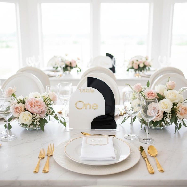 Modern Acrylic Wedding Table Numbers With Gold Lettering - Etsy