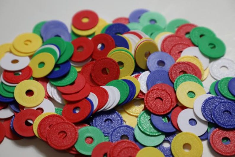 Mahjong Chip Set Traditional Chinese Game Pieces Plastic Token Collection Round Gaming Design Colorful Tile Replacement Wright Patterson Version Complete Collection Two Hundred Four Chips Multiple Colors Red Blue Green Yellow White Center