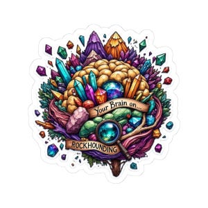 Your Brain on Rockhounding Sticker | Crystal Brain, Geology Art