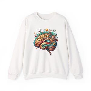 Your Brain on Reading Sweatshirt | Colorful Anatomical Brain Illustration | Science Art Sweatshirt | Anatomically-Inspired Reading Brain