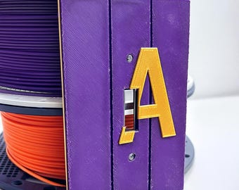 Letter A Light Switch Cover • Purple and Gold Switch Plate • Monogram Wall Plate • Kids Room & Dorm Decor • 3D Printed Panel