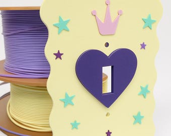 Princess Light Switch Cover • Yellow Heart Switch Plate for Kids Room • Girls Nursery Decor • 3D Printed Wall Plate