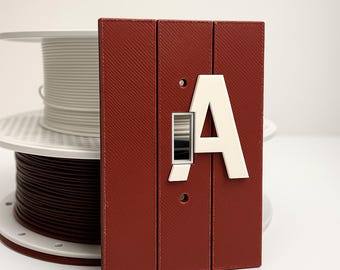 Rustic Switch Cover • Wood Panel Style Switch Plate • Letter A Wall Plate • 3D Printed Farmhouse Decor • Modern Rustic Room Accent