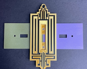 Art Deco Light Switch Cover | Gold & Black Wall Plate | Luxury Geometric Home Decor | 3D Printed Switch Plate