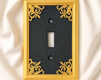 Black & Gold Light Switch Cover • 3D Printed Luxury Switch Plate, Art Deco Wall Decor
