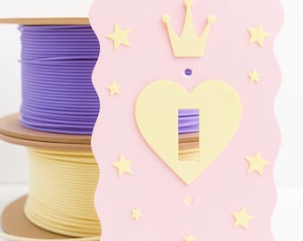 Princess Light Switch Cover • Pastel Heart Switch Plate for Kids Room • Girls Nursery Decor • 3D Printed Wall Plate