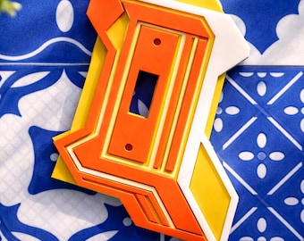 Modern Orange Yellow Light Switch Cover | Geometric Wall Decor | 3D Printed Switch Plate | Unique Home Decor | Minimalist Bright Design