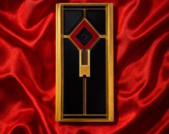 Luxury 3D Printed Light Switch Cover – Black, Red & Gold – Modern Geometric Wall Plate – Unique Home Decor – Statement Wall Accent