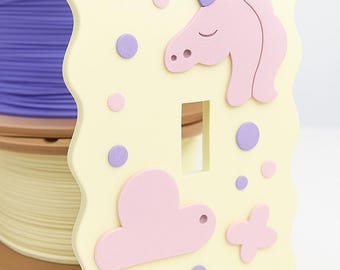 3D Printed Unicorn Light Switch Cover • Pastel Nursery Decor