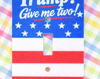 Trump Give Me Two Decorative Light Switch Cover, Patriotic American Flag Wall Plate, 3D Printed Home Decor, Unique USA Gift