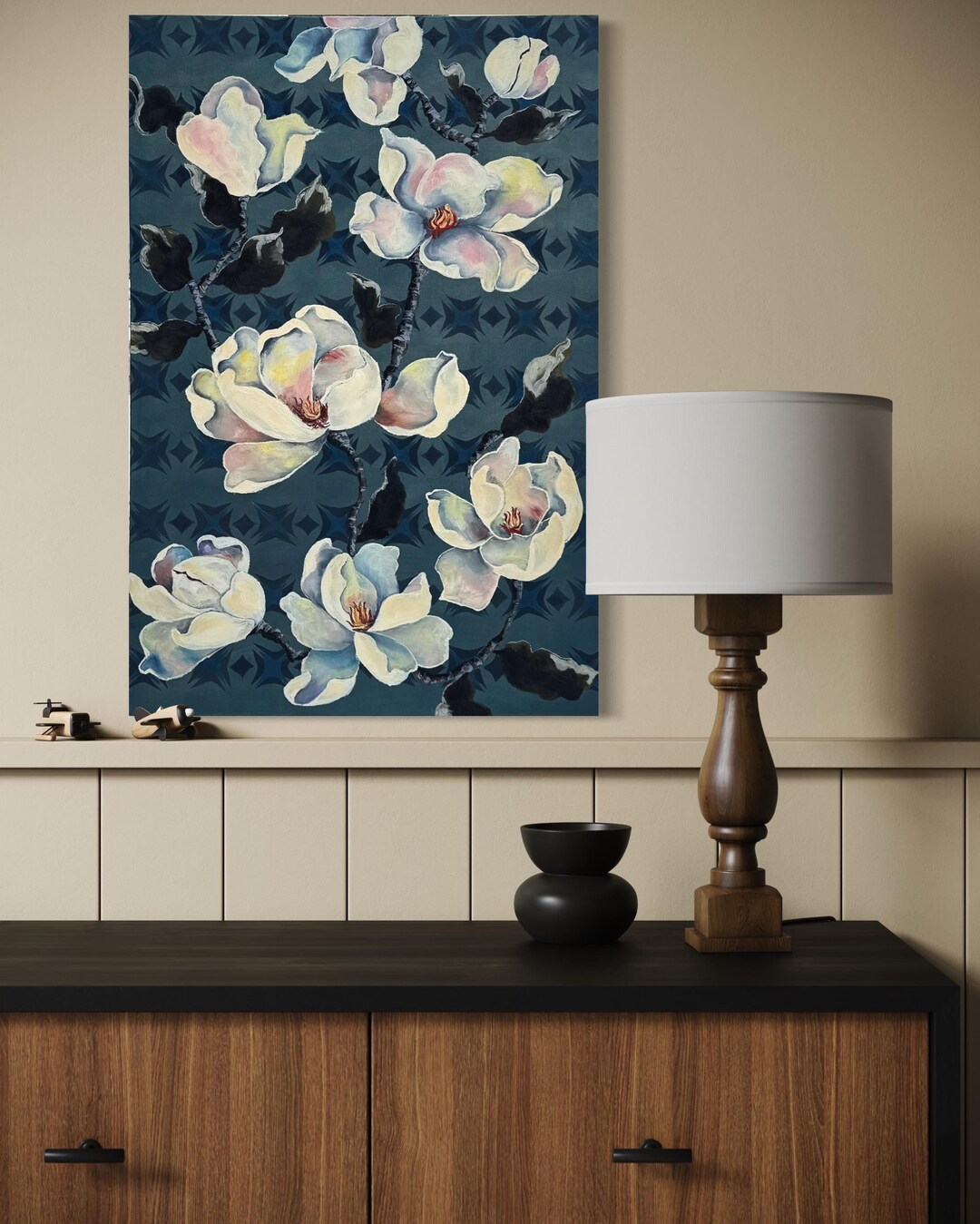 Original Magnolia Oil Painting on Canvas – Large Floral Wall Art – One ...