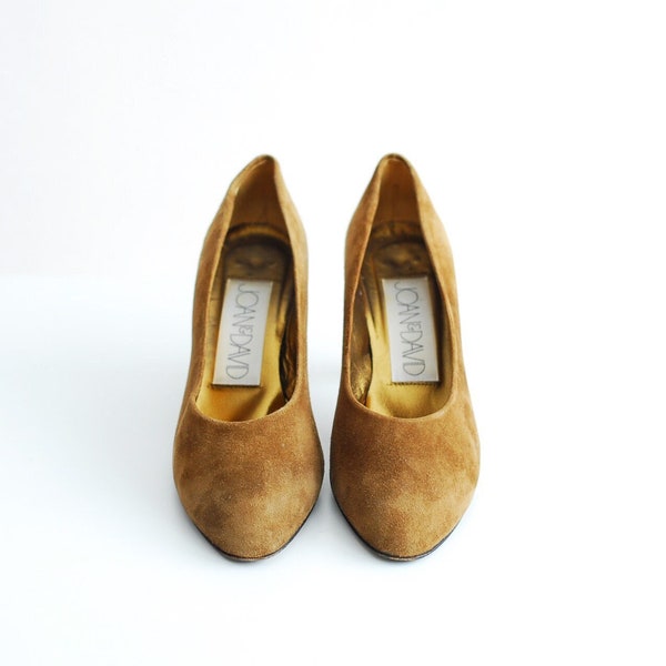 vintage Joan and David brown suede heels / vintage Italian shoes