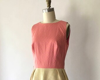 vintage 1960s dress / 60s pink polka dot print mod dress / size small medium