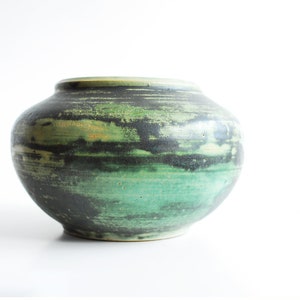 vintage green studio pottery ceramic vase