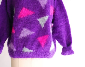 vintage purple geometric mohair wool sweater