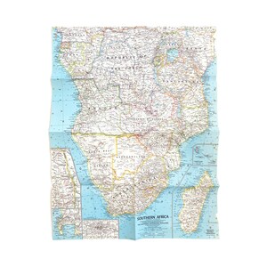 vintage 1960s Southern Africa map poster wall art