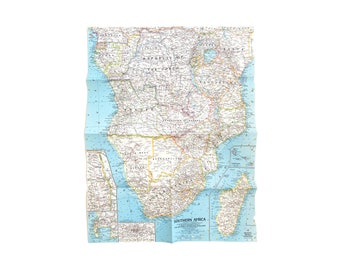 vintage 1960s Southern Africa map poster wall art
