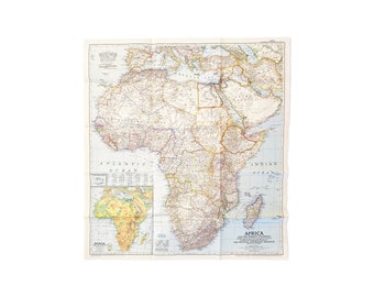 vintage 1950 Africa and The Arabian Peninsula map poster wall art