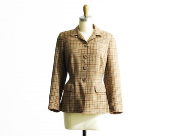 vintage Irish tweed plaid wool jacket / size medium