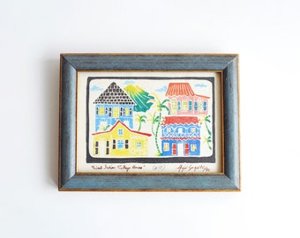 vintage West Indian Village Houses framed print