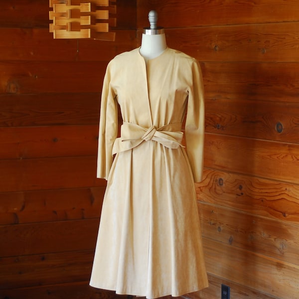 vintage Halston tan ultrasuede wrap dress / size small medium