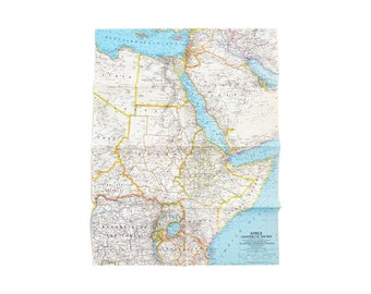 vintage 1960s Africa Countries of The Nile map poster wall art