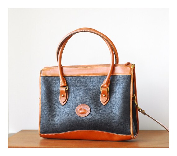 dooney and bourke black and tan leather purse