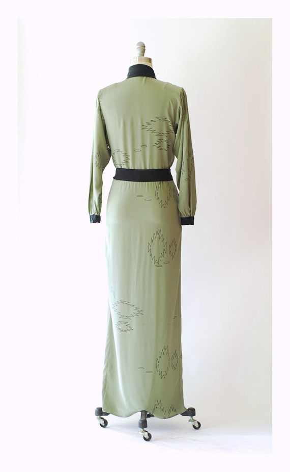 Vintage Michaele Vollbracht sage green silk full … - image 5