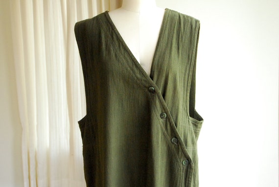 vintage Junko Sagawa green cotton long duster vest - image 6