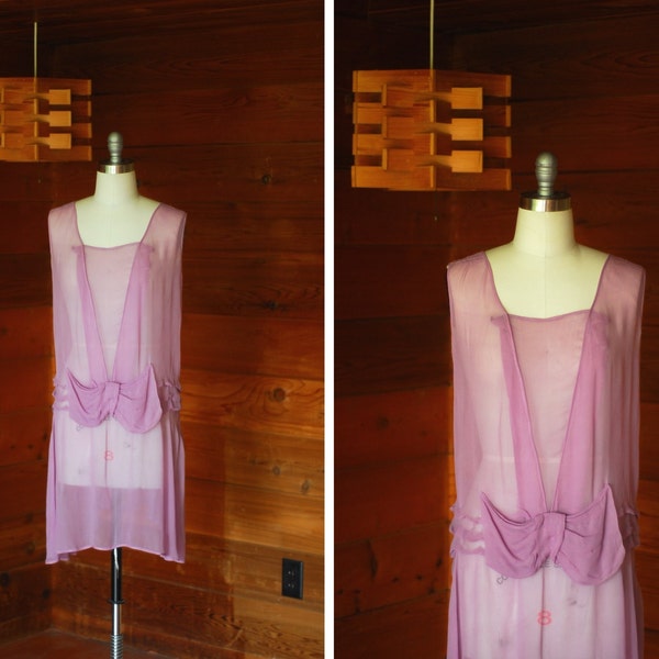 vintage 1920s dress / 20s lavender silk dress / size small medium
