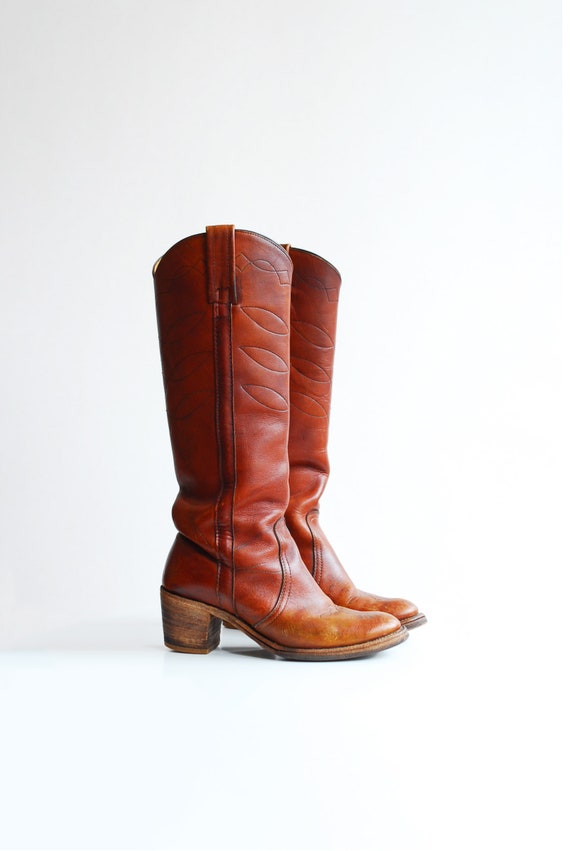 vintage 1970s Frye black label leather boots / si… - image 2