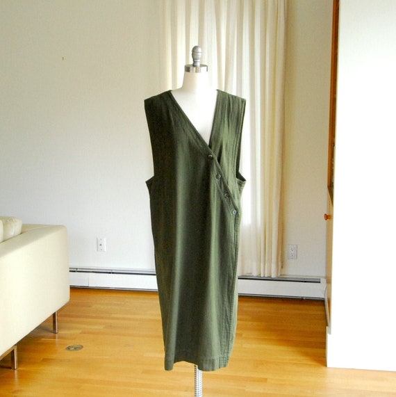 vintage Junko Sagawa green cotton long duster vest - image 1