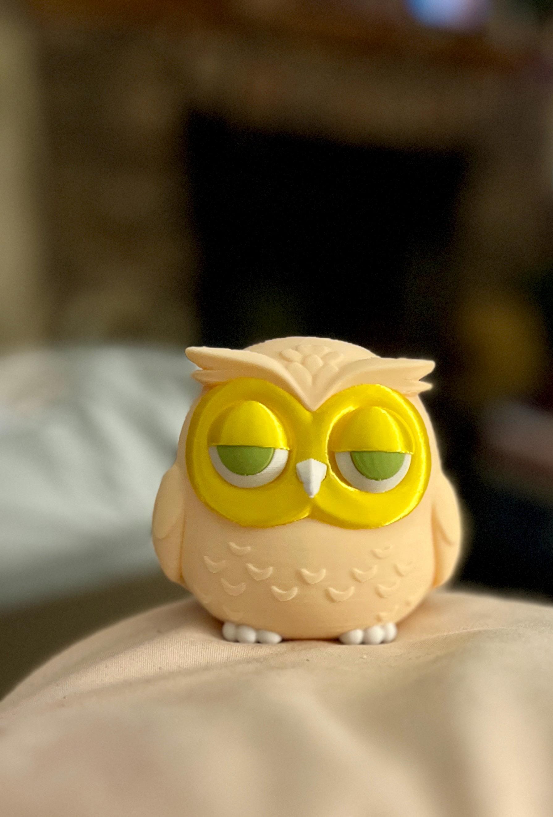 Cute Sleepy Owl Desk Companion – 3D Printed Home Decor & Whimsical Gift