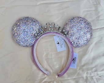 Diadema con orecchie di Minnie Mouse e cerchietto con corona da principessa e paillettes.