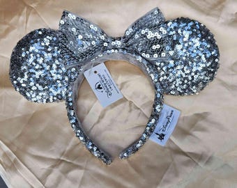 Tiara de orelhas da Minnie prateada com espelho mágico da Cinderela 2022