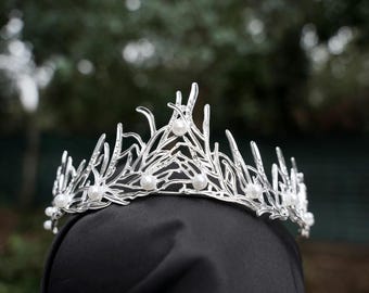Ice Queen Woodland Tiara Bridal Silver Spikey Winter Crown Birthday Wedding