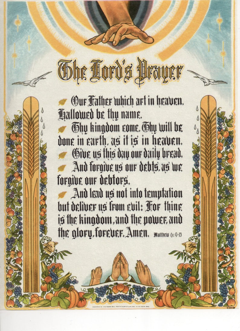 The LORD'S PRAYER Biblical Scroll Christian Print JESUS | Etsy