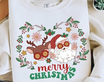 Retro jultomten PNG, God jul-tröjadesign (digital nedladdning)