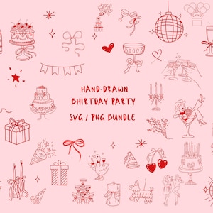 Hand Drawn Birthday Party Clipart | SVG PNG Bundle
