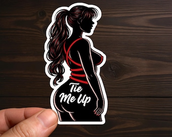 Tie Me Up Silhouette Pinup I Adult Humor, Sexy, SMUT, Sarcastic Decal, Offensive Decals, Water Resistant, Die-Cut Sticker