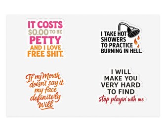 Sassy Quote Sticker Sheet | Funny Sarcastic Sayings, Adult Humor, Offensive Decals