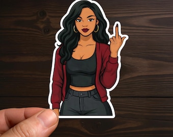 Fierce Woman Middle Finger | Adult Humor, Sarcastic Decal, Offensive Decals, Water Resistant, Die-Cut Sticker