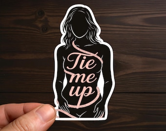 Tie Me Up silhouette | Sexy, Smut, Adult Humor, Sarcastic Decal, Offensive Decals, Water Resistant, Die-Cut Sticker