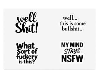 Snarky Profanity Quote Sticker Sheet | Adult Humor, Sarcastic Decal, Offensive Decals, Sassy Stickers