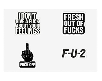 Profanity Fuck Sticker Sheet | F-U-2, Middle Finger, Adult Humor, Sarcastic Decal, Offensive Decals