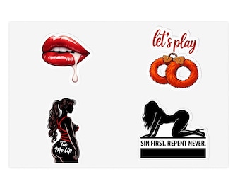 Sexy Sticker Pack | Adult Sticker Sheets, Playful Lip & Handcuffs Designs, Sexy, Smut