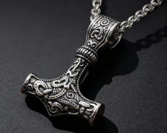 Viking Mjolnir-ketting: Scandinavische Odin-runen, roestvrij staal