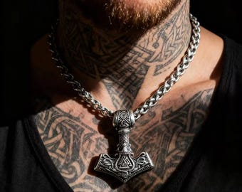 Mjölnir Thor Hammer Viking Norse Rune Anhänger Halskette Für Männer Vintage Schmuck Zubehör